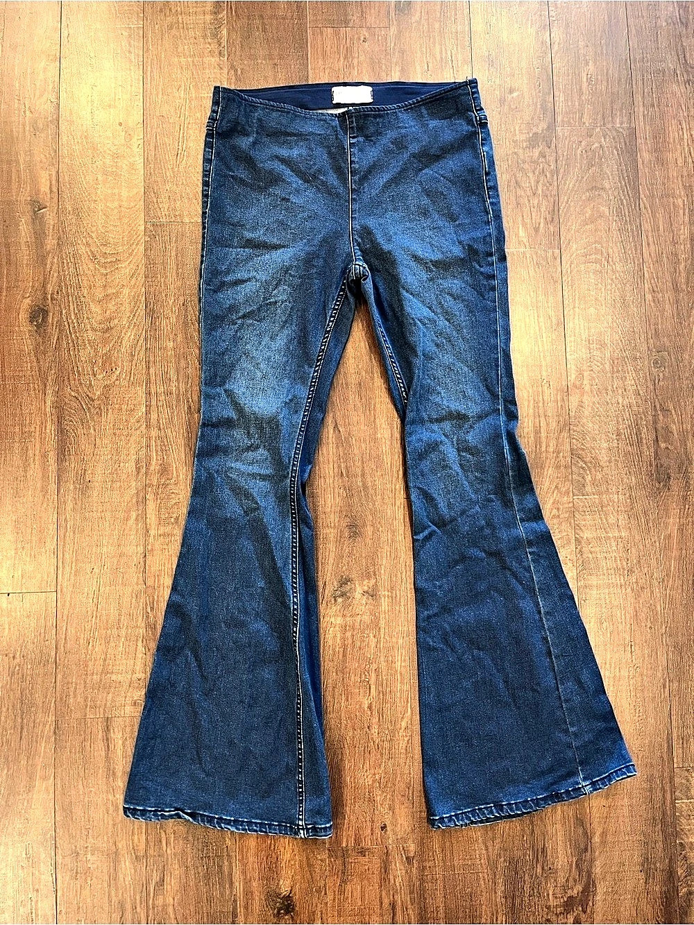 Free People Penny Pull On Flare Jeans Blue Waist 30